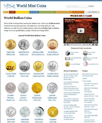 World Mint Coins worldmintcoins.com World Bullion Coins Page